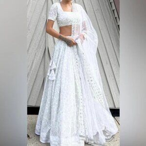 White Embroidered Lehenga